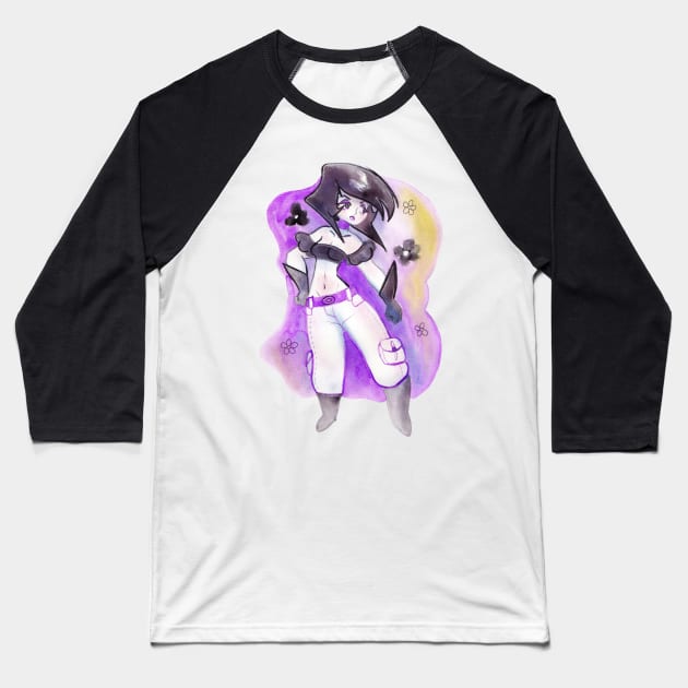 Cute Girl with Black Hair Baseball T-Shirt by saradaboru